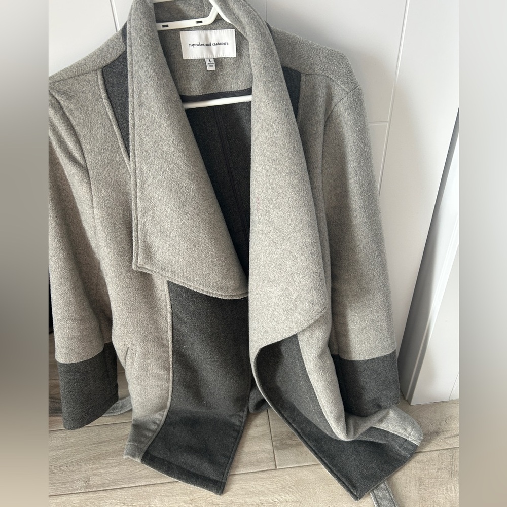 Cupcakes and Cashmere grey winter wrap coat